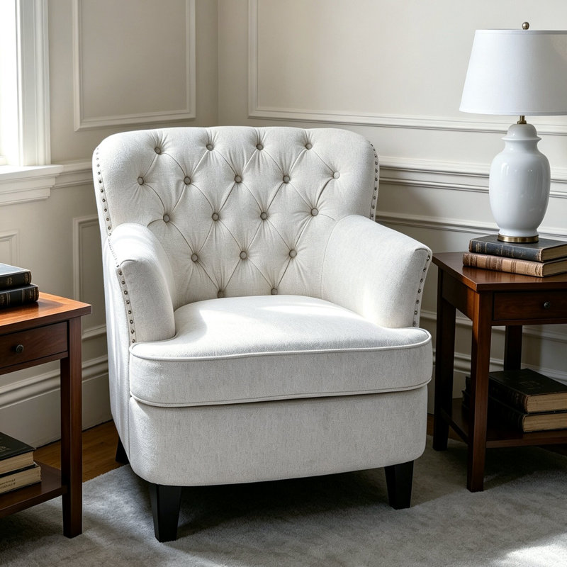 Upholstered Linen Accent Chair