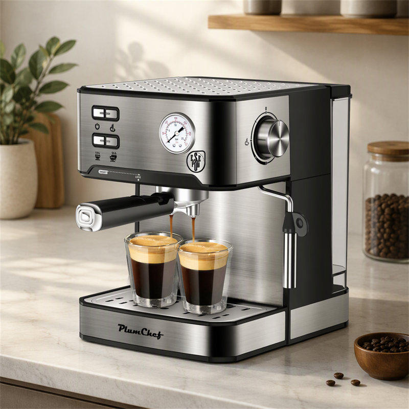 Machine à espresso avec mousseur à lait et affichage de la pression