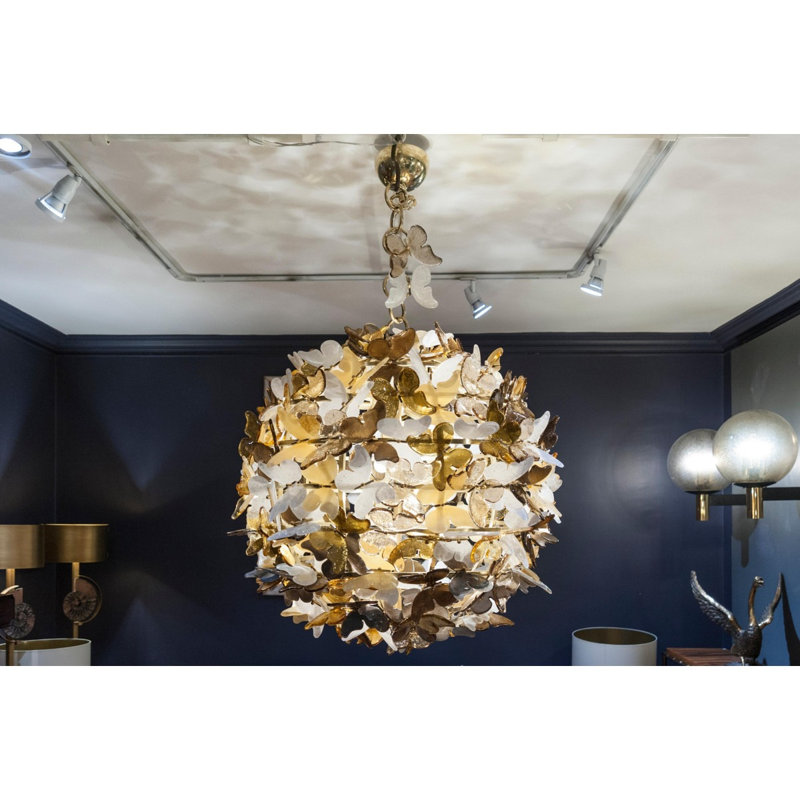 LUSTRE PS1301 MURANO SPUTNIK, 41 po de largeur x 41 po de profondeur x 68 po de, Couleurs mélangées, Nickel poli