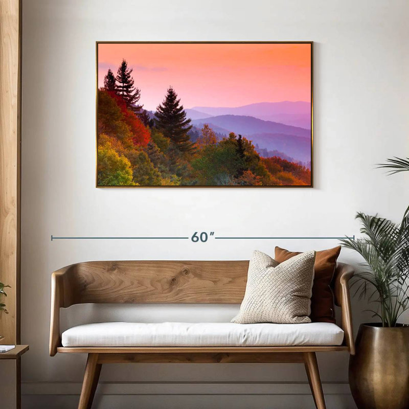 Automne lever de soleil, Cadre flottant doré, 43 po x 29 po