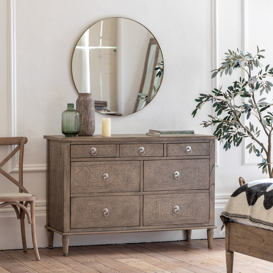 Mandie Solid Wood 130cm W 7 - Drawer Chest of Drawers