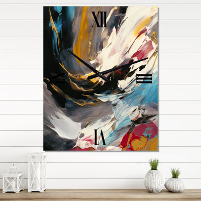 Smooth Bliss Abstract I - Abstract Painting Wall Clock Oversized