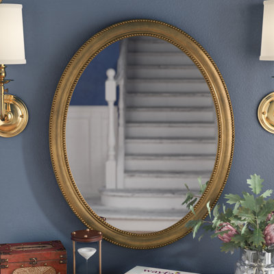 Victorian Oval Plastic Wall Mirror 30 Inches - Brushed Gold