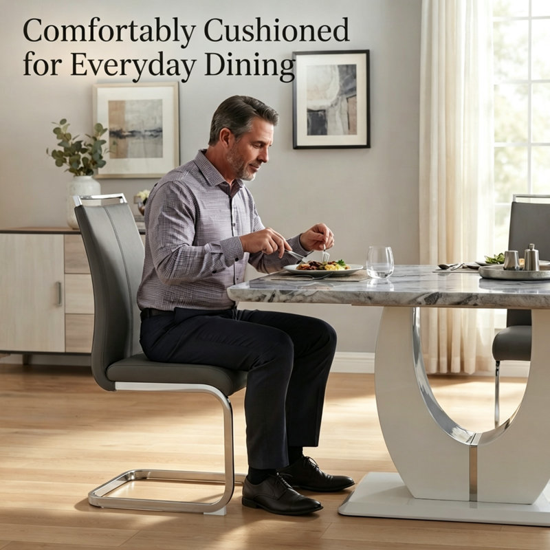Modern 5-Piece Rectangular Faux Marble Dining Table Set, Gray, Dark Gray