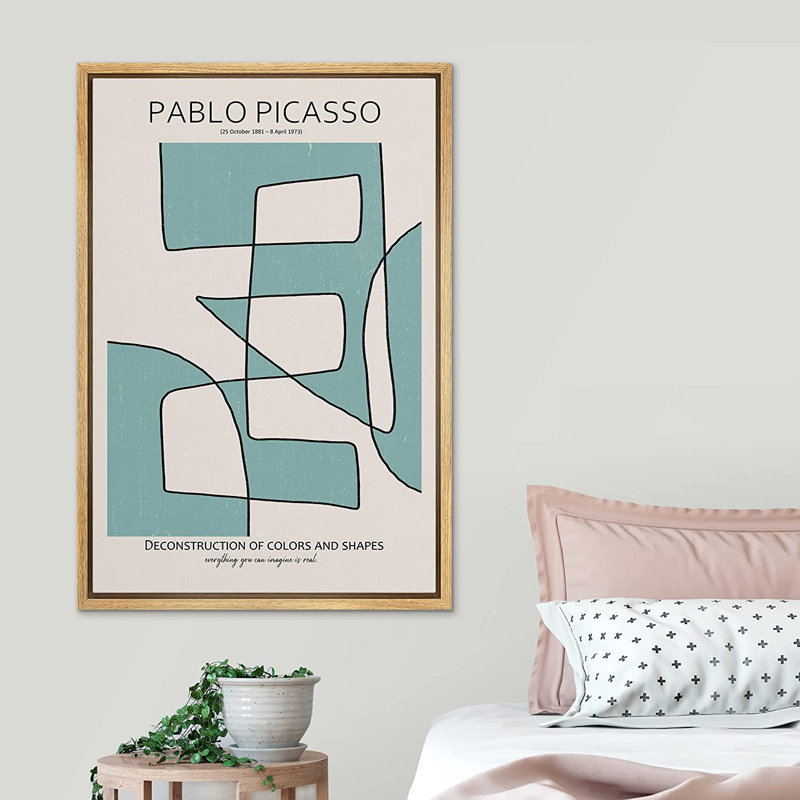 "Abstract Shapes Illustration" par Pablo Picasso - Impression sur toile, H 24 po x l 16 po x P 1,5 po, Encadré naturel
