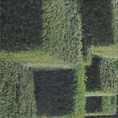 Tapis vert / noir en laine et polyester tissé à la machine à motif abstrait