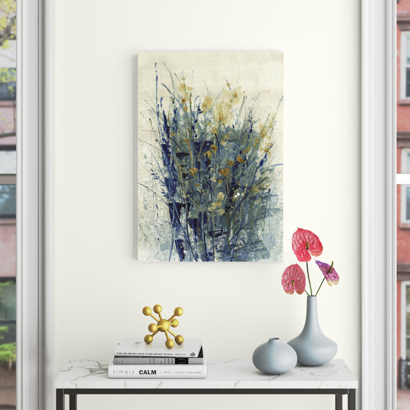Indigo Floral II by Timothy O' Toole - Painting, Wrapped Canvas, 76cm H x 51cm W