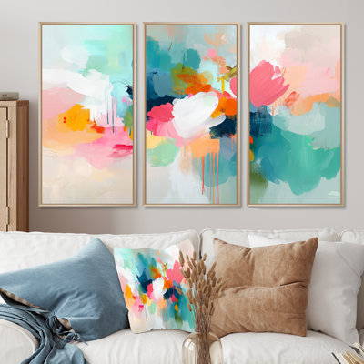 Abstract Minimalism In Pink And Blue Tones III - Minimalism Wall Art Set