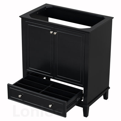Base de meuble-lavabo multifonctionnelle avec portes, tiroir et tablette réglable