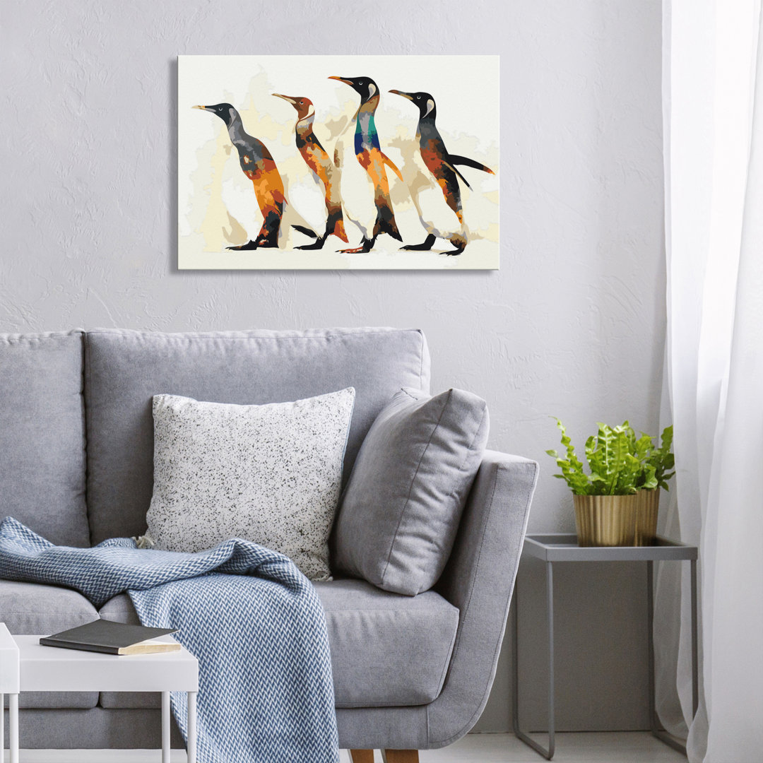 Leinwandbild Penguin Family - Malen nach Zahlen