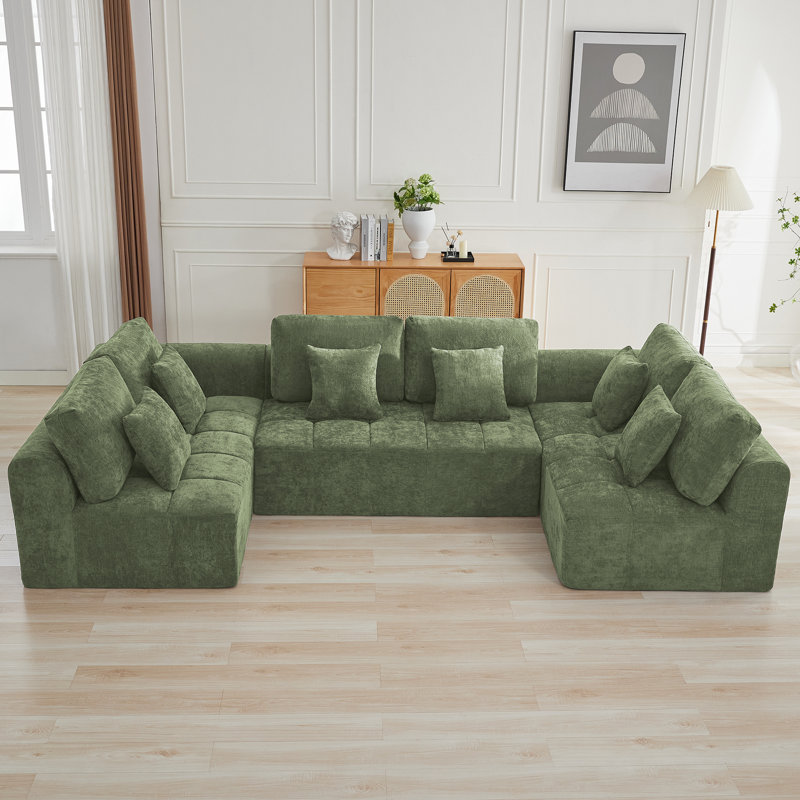 Canapé modulaire surdimensionné en forme de U de 137,9 po, canapé de nuage modulaire compressé avec mousse à mémoire de forme, aucun assemblage requis