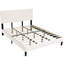 Lit plateforme rembourré en bois massif, de format king, avec tête de lit, sans sommier et montage facile, beige-328378482-328378441