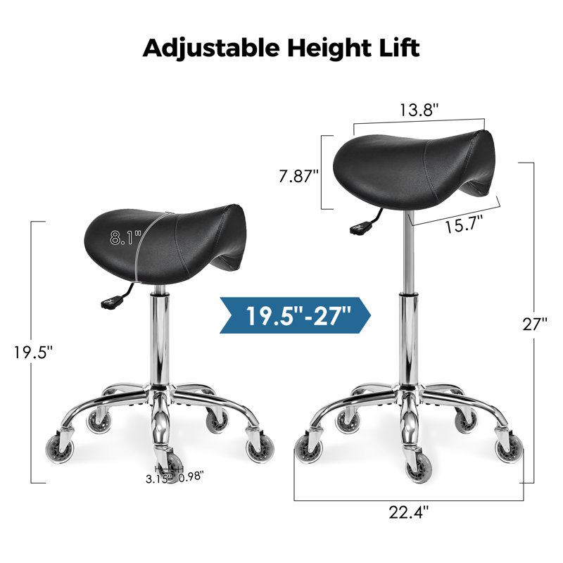 Nahas Adjustable Height Ergonomic Lab Stool Saddle Stool With Wheels, Swivel Adjustable Rolling Stool For Beauty Salon Spa Clinic Home And Office