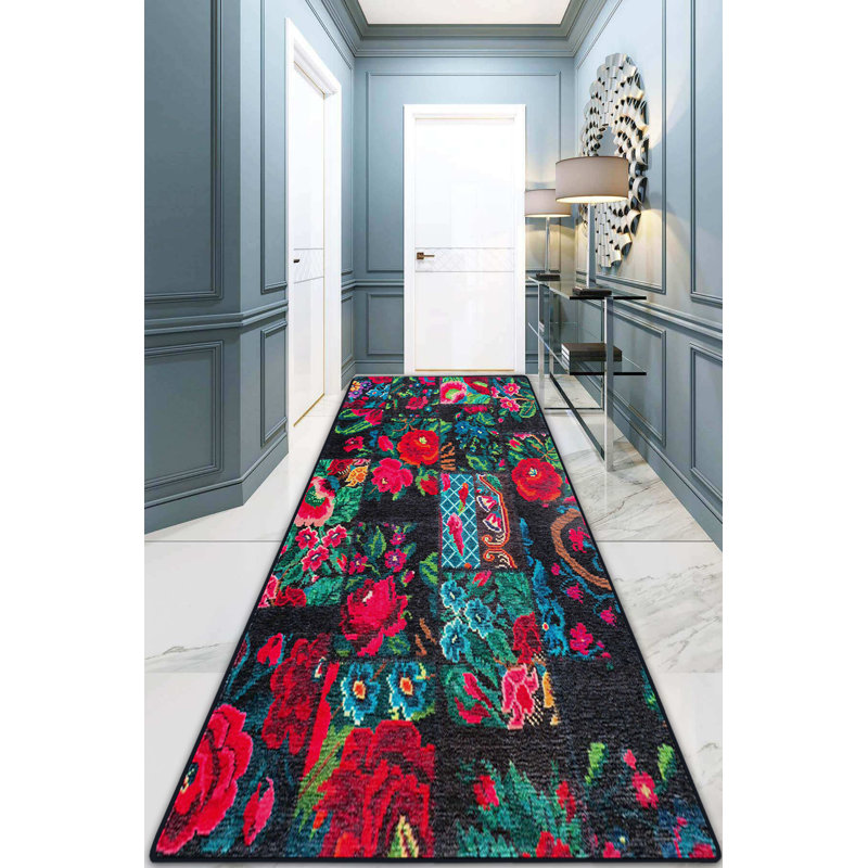Non-Slip Hall Carpet (3.3 x 9.8 ft), 100% Polyester, 10 mm Pile Height, Antibacterial, Machine Washable | Durable Dot Base, 2.1 lbs/sq yd | Perfect for High-Traffic Areas, Easy Care & Stylish Design