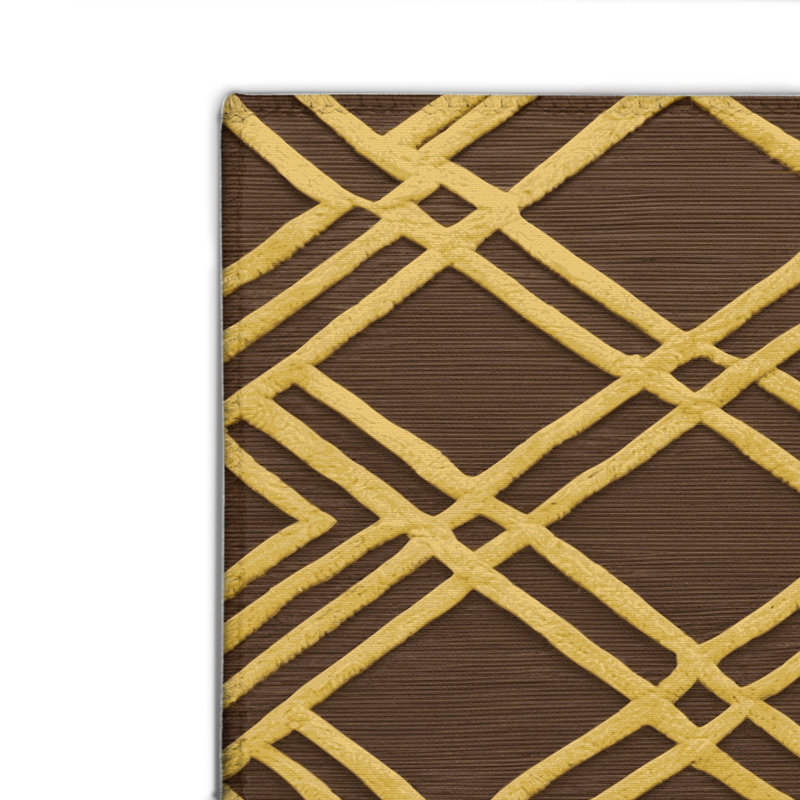 Trellis Brown Indoor and Outdoor Area Rug, Rectangle 4' x 6'