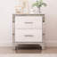 Table de chevet pour chambre à coucher à 2 tiroirs, blanc brillant, avec poignée en métal, avec tiroirs et poignées, pour le salon aussi