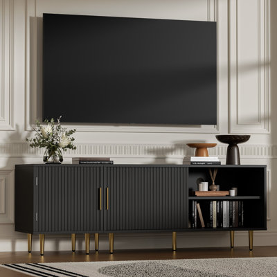 Combined Modern TV Stand For 55/60/65 Inch TV, Small Entertainment Center With Adjustable Shelf, TV Media Stand With Storage Cabinet, TV Console With Gold Legs For Living Room, Bedroom
