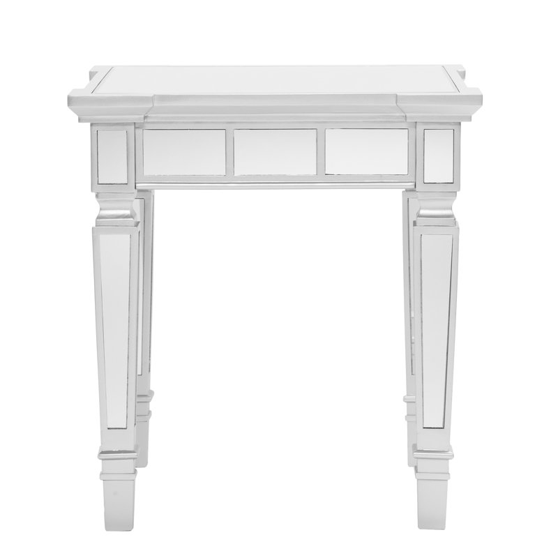 Table de bout carrée en miroir Glenview Glam - Argent mat
