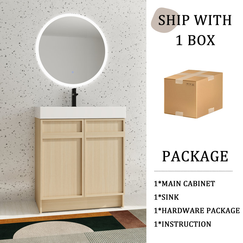 30'' Single Bathroom Vanity with Resin Top