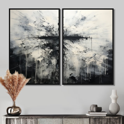 Art mural sur toile surdimensionné minimaliste noir et blanc