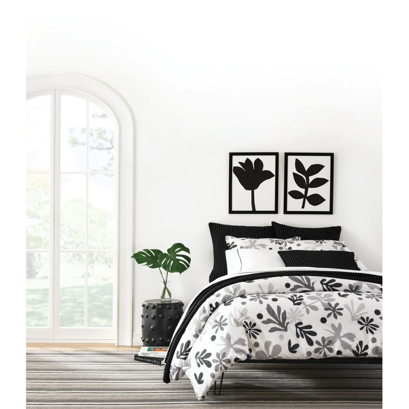 Dottie Embroidered Sheet Set, Black, Twin/Twin XL Sheet Set