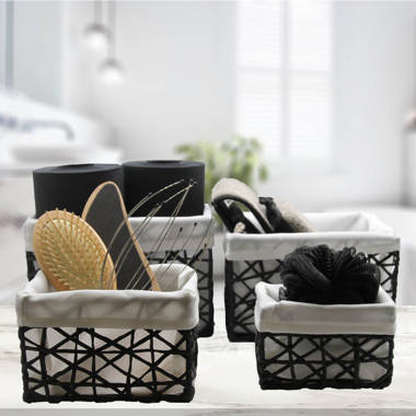 Evideco Paper Rope Storage Utilities Shelf Baskets Set of 4 (Black)