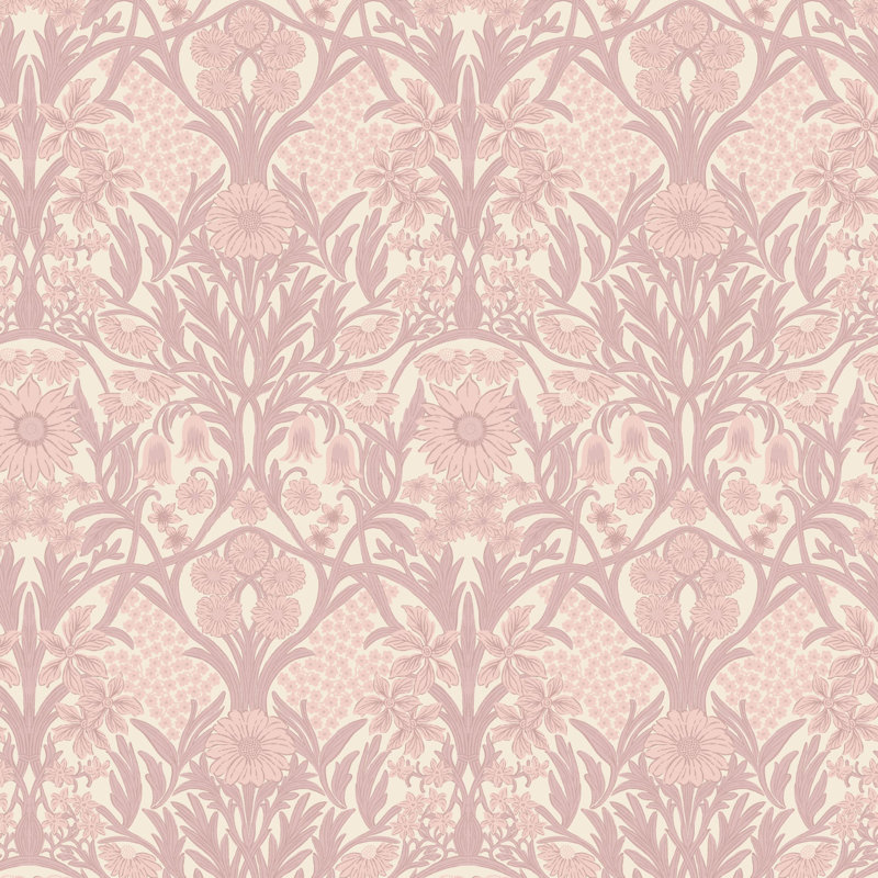Wild Meadow - Wallpaper, Dusty Blush, Peel & Stick