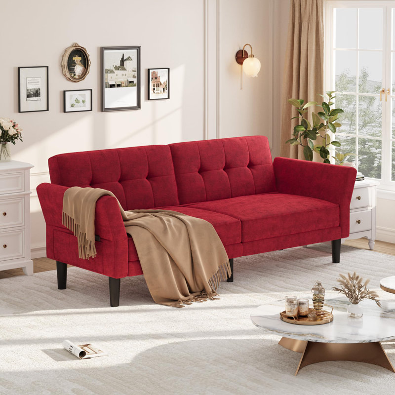Canapé-lit futon de 89 po, canapé-lit moderne avec dossier et accoudoirs réglables, lit convertible avec siège profond pour chambre à coucher et appartements