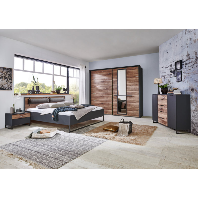 Cadence 139cm W 5 - Drawer Chest of Drawers, Graphite/Dark Brown