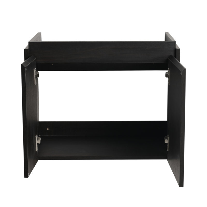 Meuble-lavabo 24 po avec lavabo en céramique, rangement flottant pour la salle de bain, armoire à deux portes, noir, portes doubles murales de style américain 24 po, lavabo