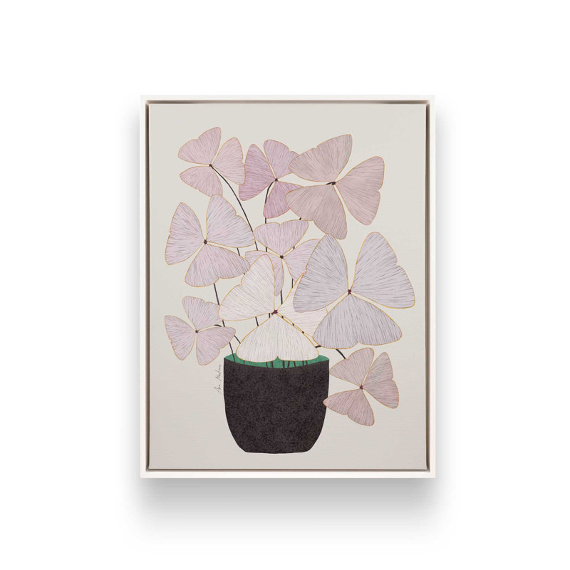 «Botanical Clover Pot» par El buen limon, L 18 po x H 24 po, Framed Canvas, Brown
