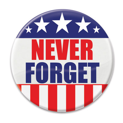 Bouton «Never Forget» - 2 po - paquet de 6