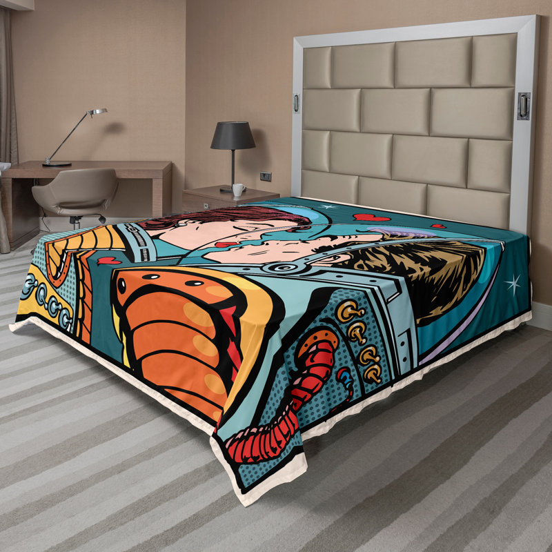 Multicolore Ambesonne, Drap plat pour très grand lit californien