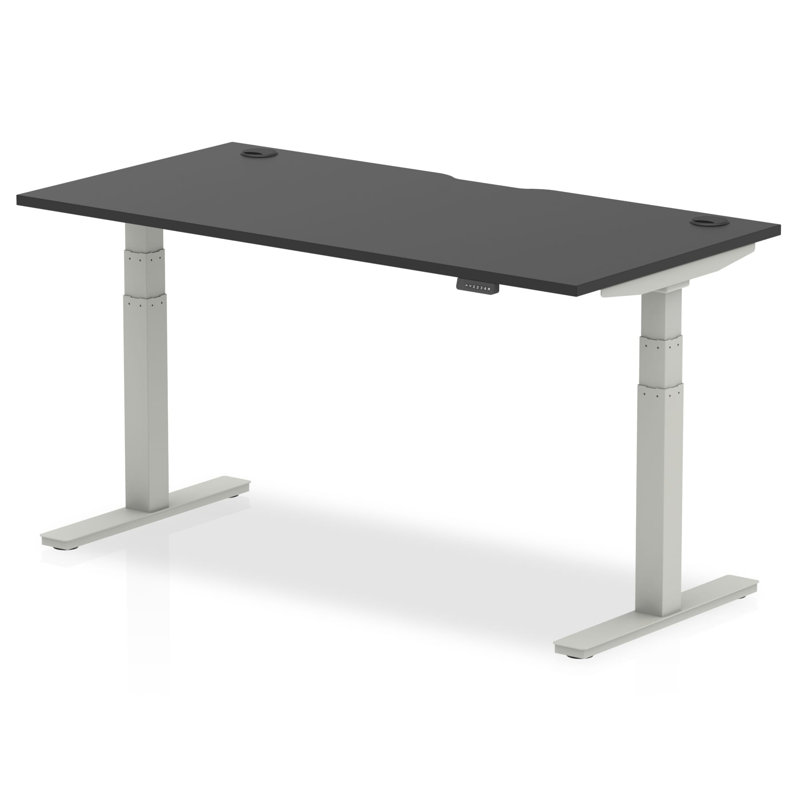 Adjustable Height Steel Standing Desk, 66cm H x 140cm W x 80cm D, Silver