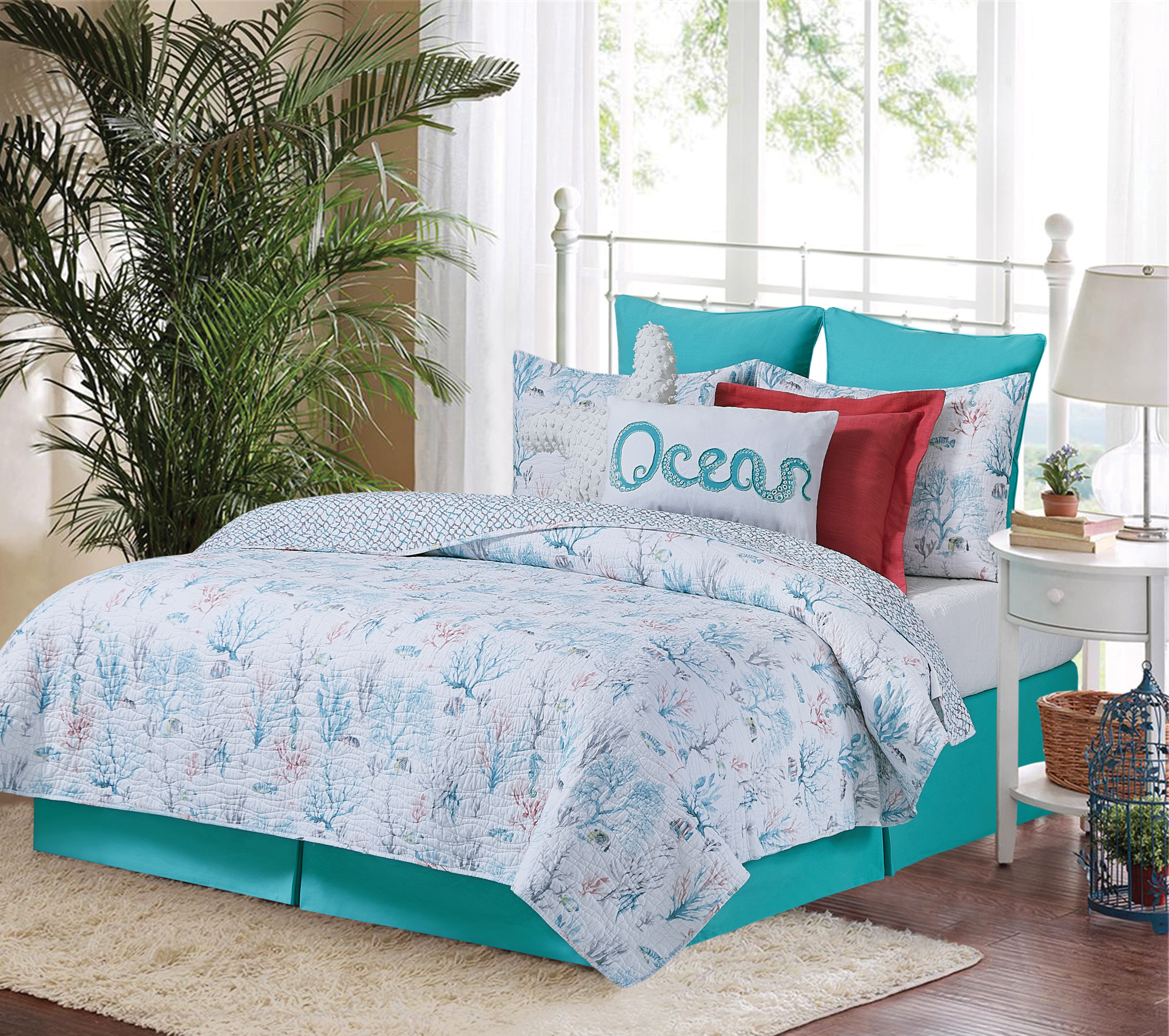 Coral quilt best sale bedding