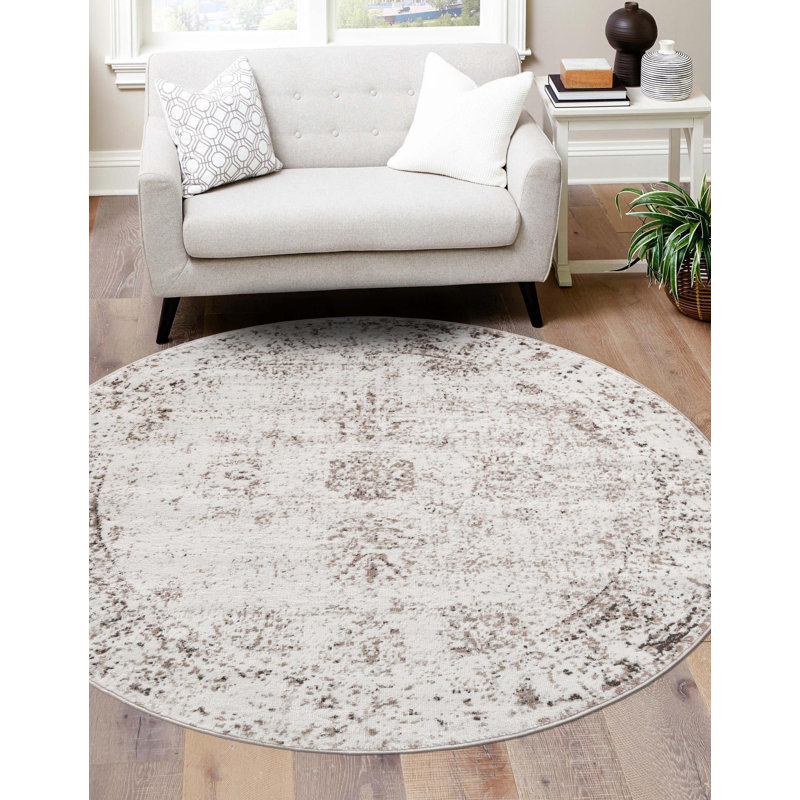 Tapis rond kaki Mangine Ikat, Rond 4 pi 1 po