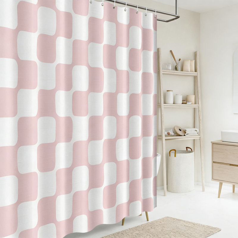 Ensemble de rideau de douche Retro, Rose