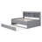 Full Size Wooden Captain Bed with Built-in Bookshelves, 3 Storage Drawers & Trundle Bed,Light Grey-118614517-118614518