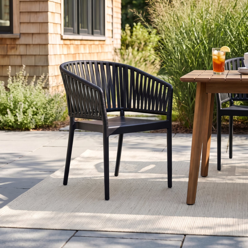Newport Outdoor Stacking Dining Armchair, Black