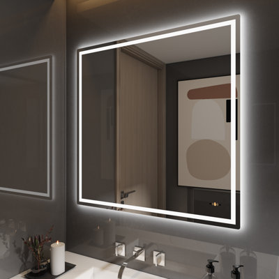 Miroir de salle de bain sans contact à DEL avec capteur de geste d'éclairage à éclairage frontal et rétroéclairé 3 couleurs Johnine