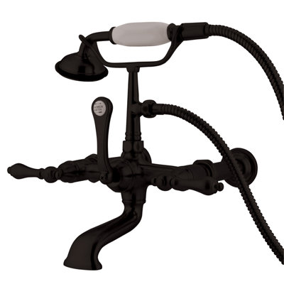 Hot Springs Triple Handle Wall Mounted Clawfoot Tub Faucet with Handshower