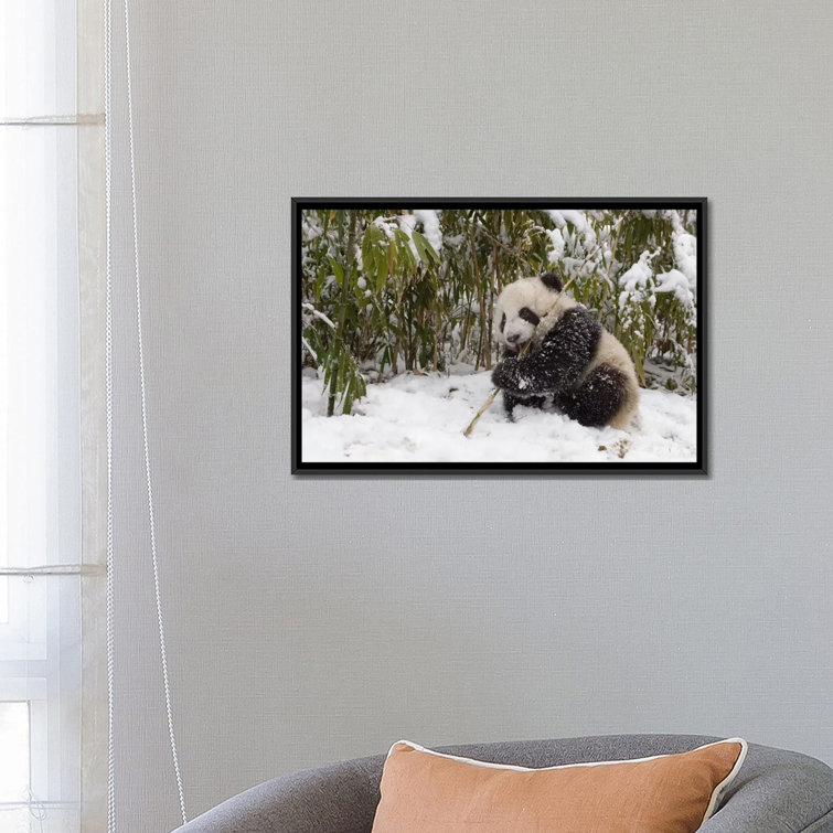 Giant Panda Eating Bamboo Throw Pillow