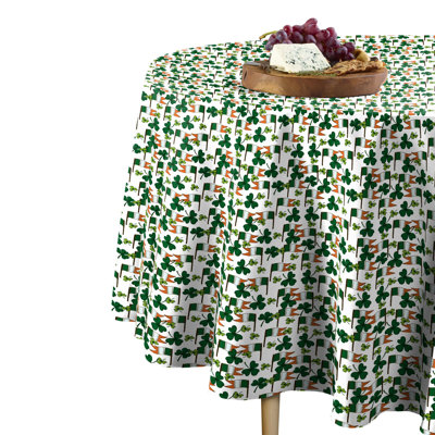 Skeen Irish Flags Clovers Round Tablecloth