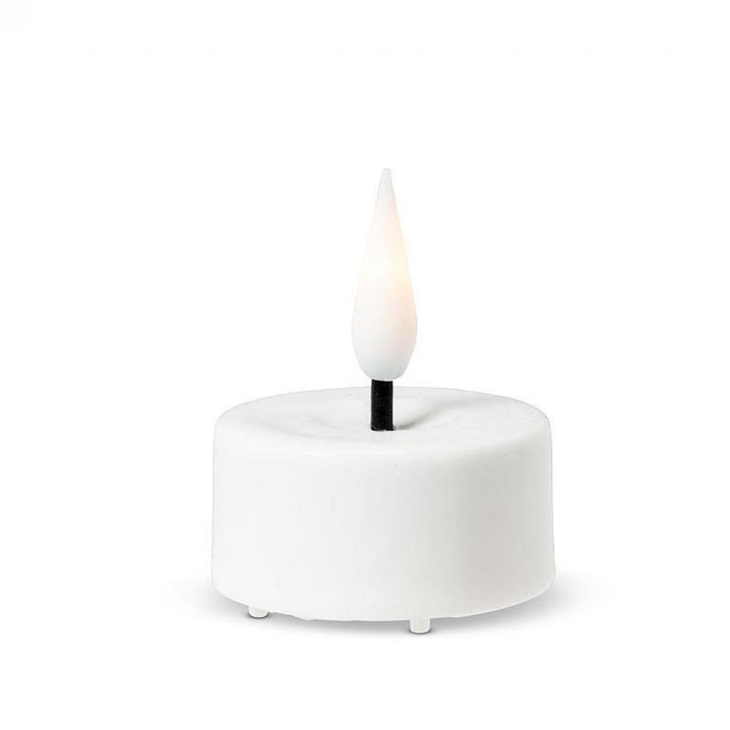 Ensemble de 6 bougies chauffe-plat à DEL, Blanc / Blanc