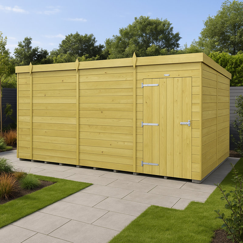 13ft x 8ft Pent Shed - Single Door without Windows