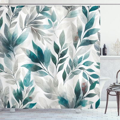 Floral Shower Curtain with Hooks Included