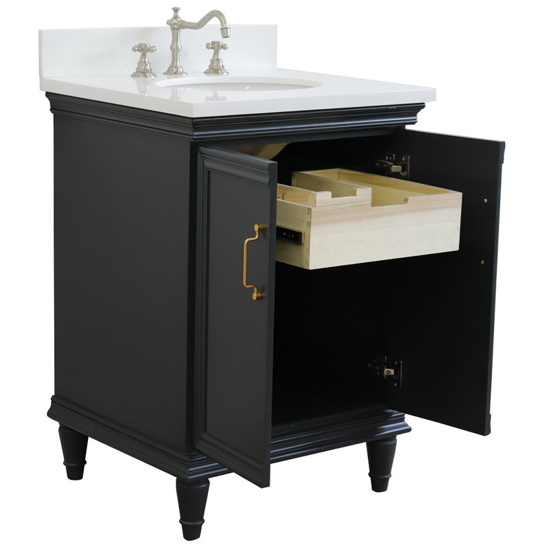 Ensemble de meuble-lavabo simple 25 po Gurrola, Gris foncé
