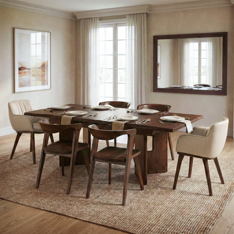Rozella 7-Piece Solid Wood Extendable Dining Table Set
