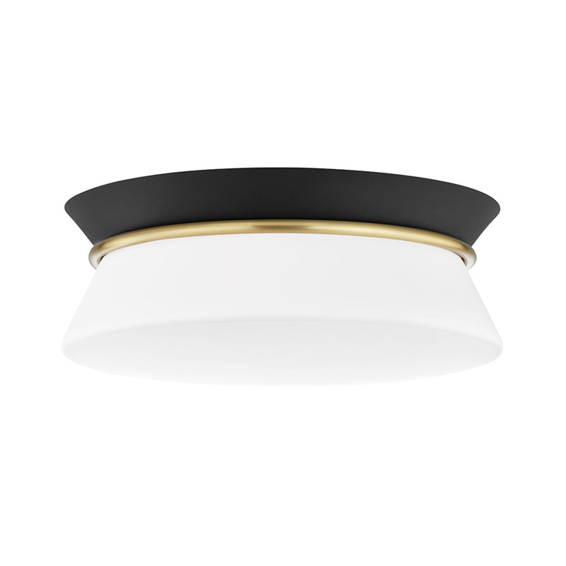 Plafonnier encastré 12,75 po 2 lumières Cath, Laiton vieilli / noir
