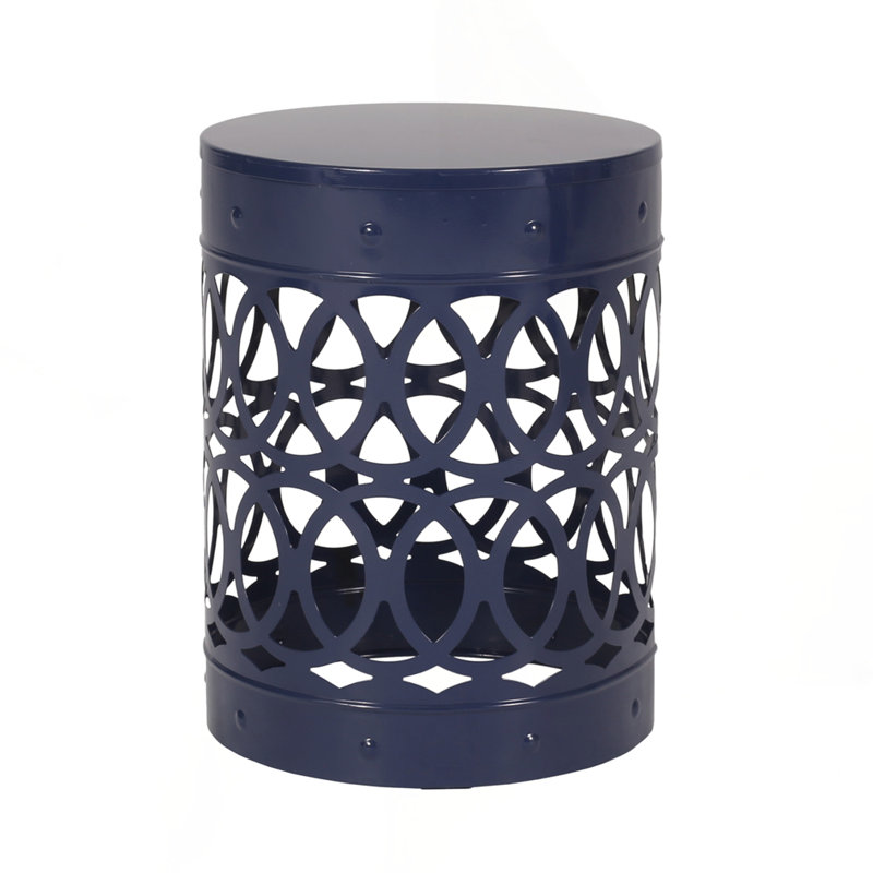 Large Outdoor Metal end Table, Navy Blue